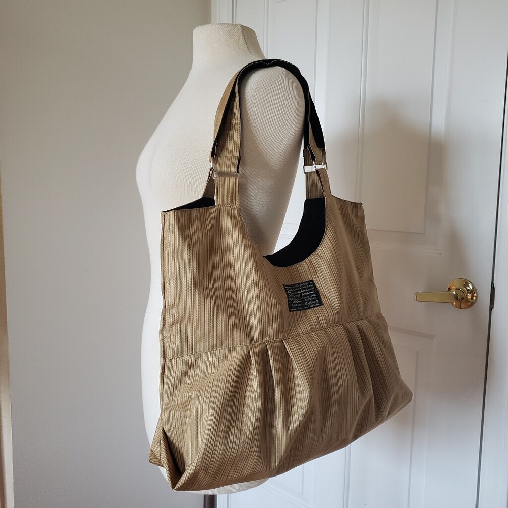 Jellybeans Yellow & Black Pleated Tote Bag